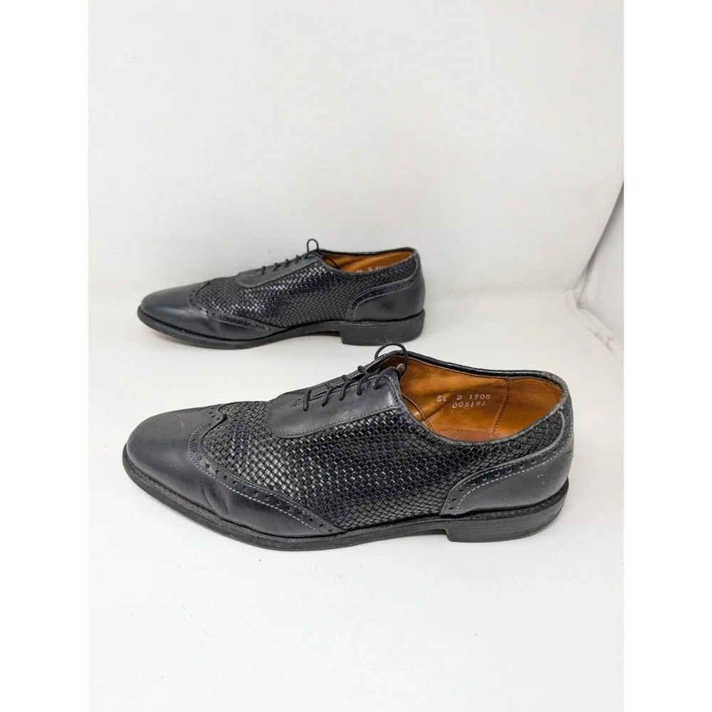 Allen Edmonds Hampstead Mens‎ Woven Wingtip Oxford Dress Shoes Mens 8.5 D Black